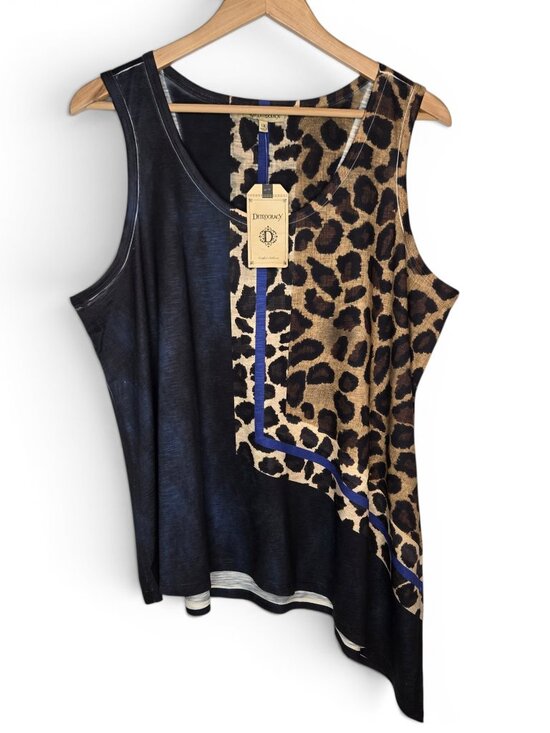Democracy Tops - NWT Democracy Asymmetrical Animal Print Tank Top Blouse Womens Wild Light 1X